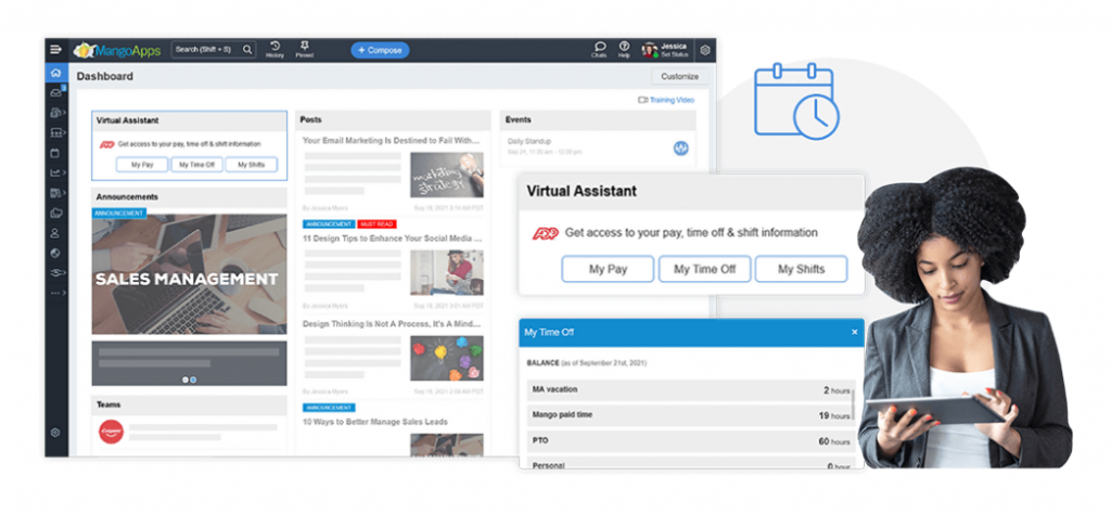 ADP Virtual Assistant On MangoApps Dashboard