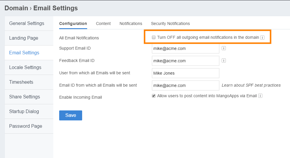 Turn OFF all outgoing email notifications in the domain.