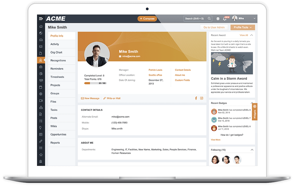 Detailed member profile mangoapps