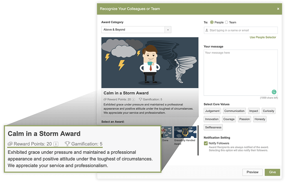 Awards With Reward Points