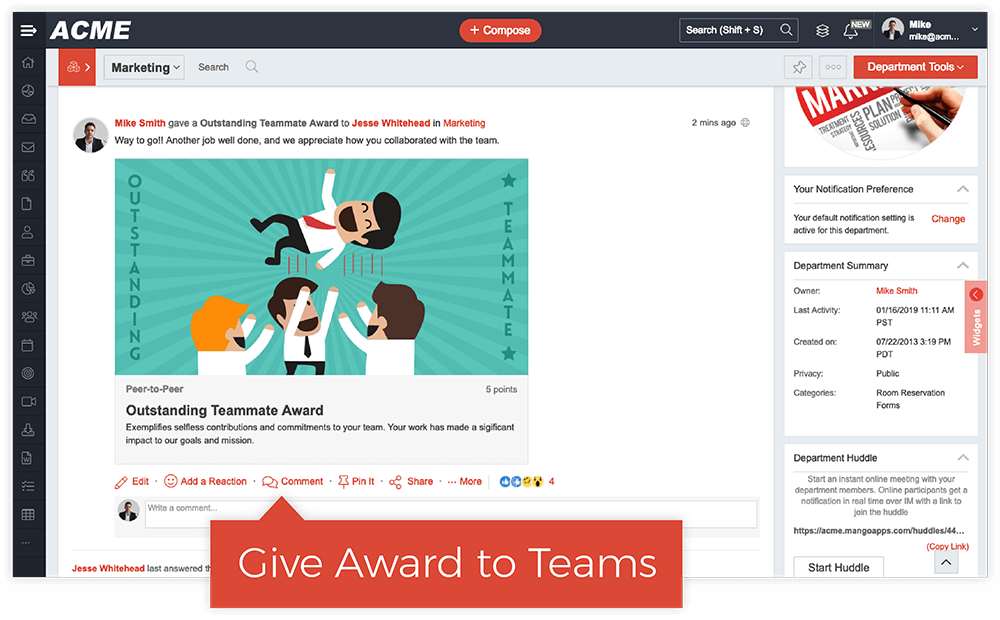 Recognizing Team Members