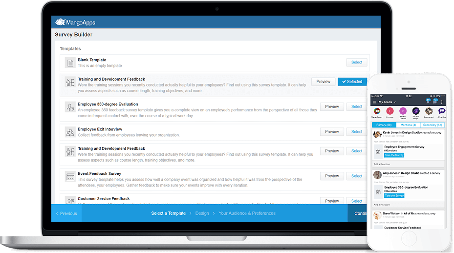 employee surveys feedback surveys engagement surveys mangoapps