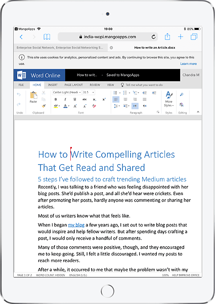 Create, view & edit Office Documents from Mobile Devices