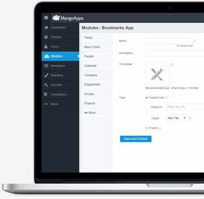 Create a bookmark to a web app used in your company