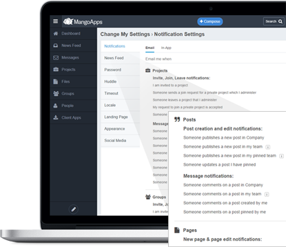 Set the activity you want to be notified over Email by setting your email notifications