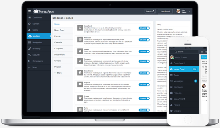 Customize the modules to meet your internal communications and company goals