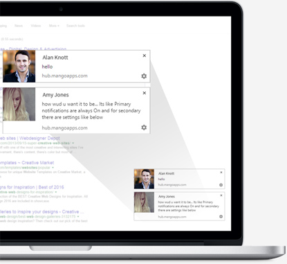 Chat notifications on a different web app in the browser