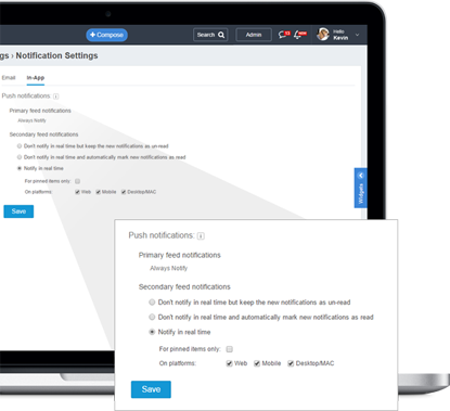 Personalize your in app notifications across web, mobile and desktop