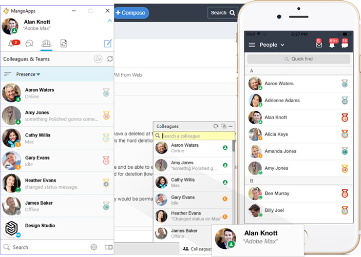 Real time online, away and offline presence