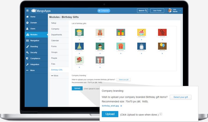 Company branded virtual birthday gifts