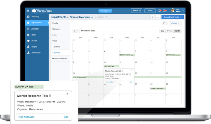 Department calendar to plan and communicate on events