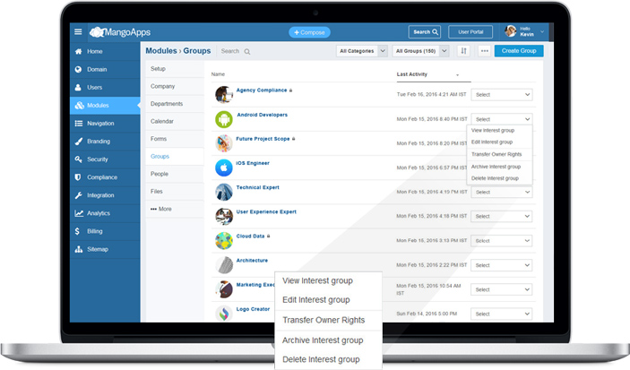 Administrators can export group data, transfer owner rights and archive un-used groups