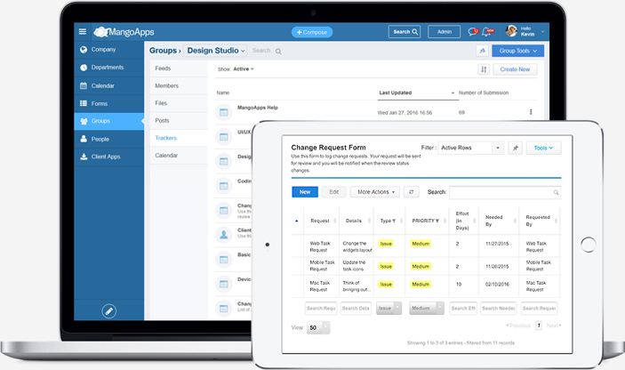 Trackers to coordinate and track list of requests, submissions