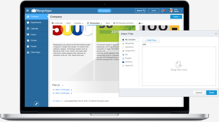Attach documents with company pages and posts