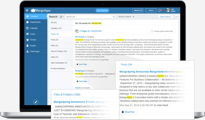 Pages are instantly indexed and searchable