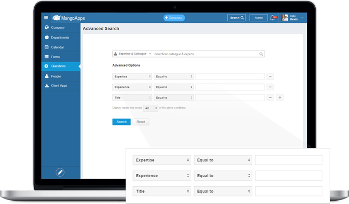 Expertise search in company