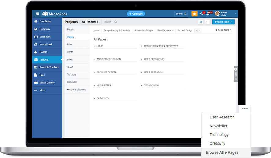 Page navigation that makes information easy to find
