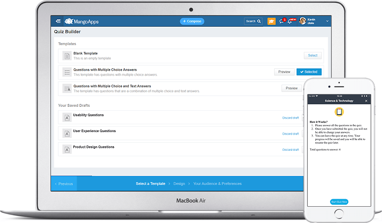 Creating a quiz is quick and easy