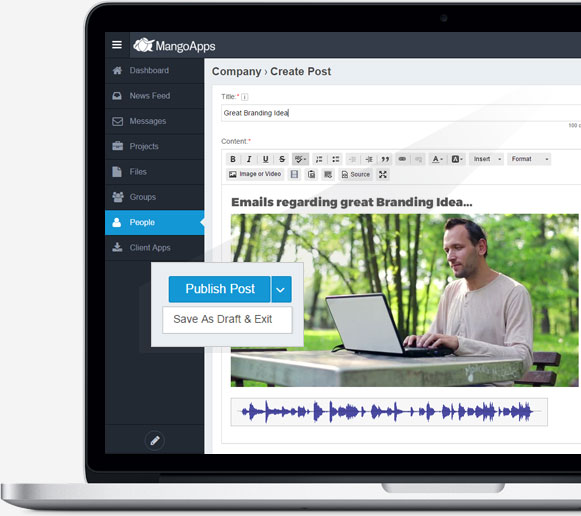 Include rich content, save as draft until ready to publish