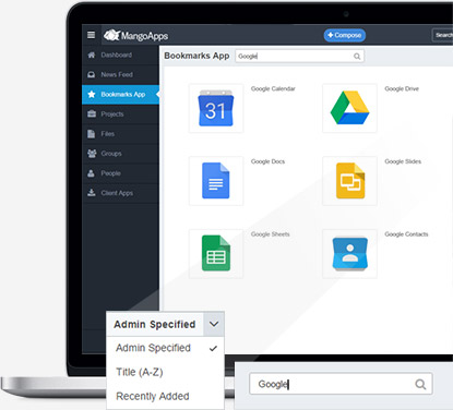 Re-order the list or just search for the specific bookmarked app you are looking for