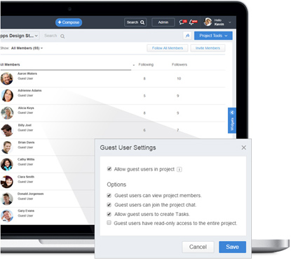 Customers, partners as guest users in projects