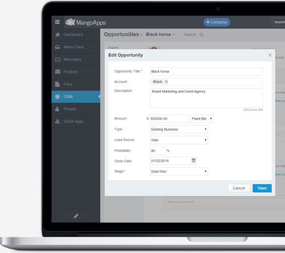 Create new opportunity or easily edit an existing one