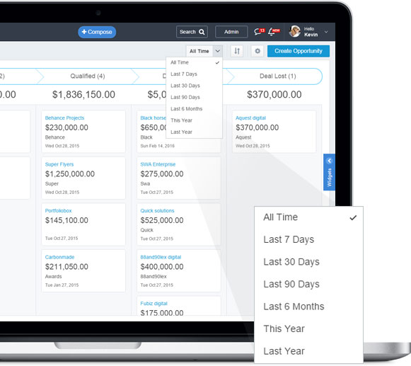 Time based filters to see the opportunities on which to spend your time on