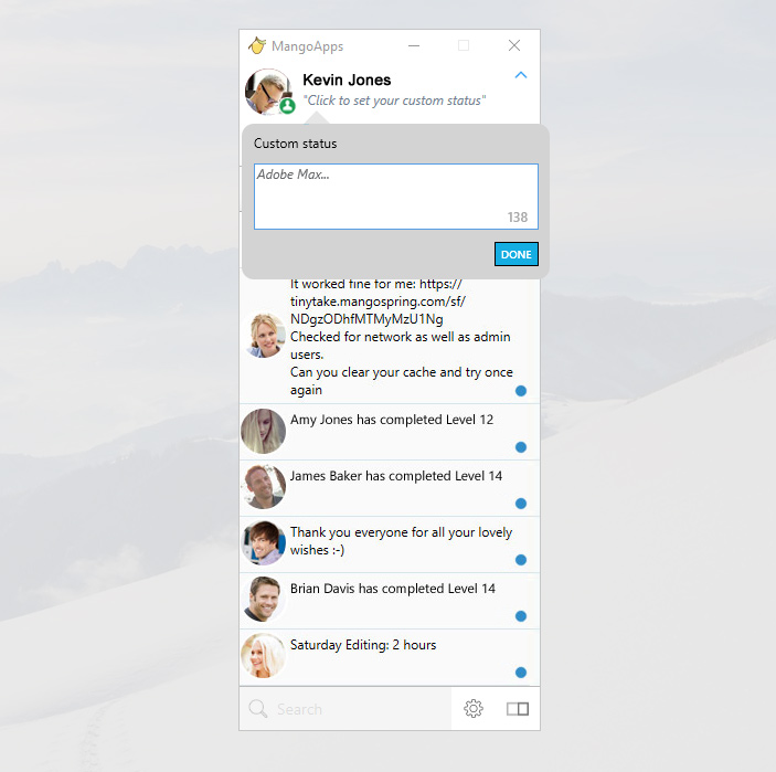 Custom status to share your most recent activity