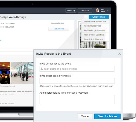 Invite employees and guests from outside the company to team events