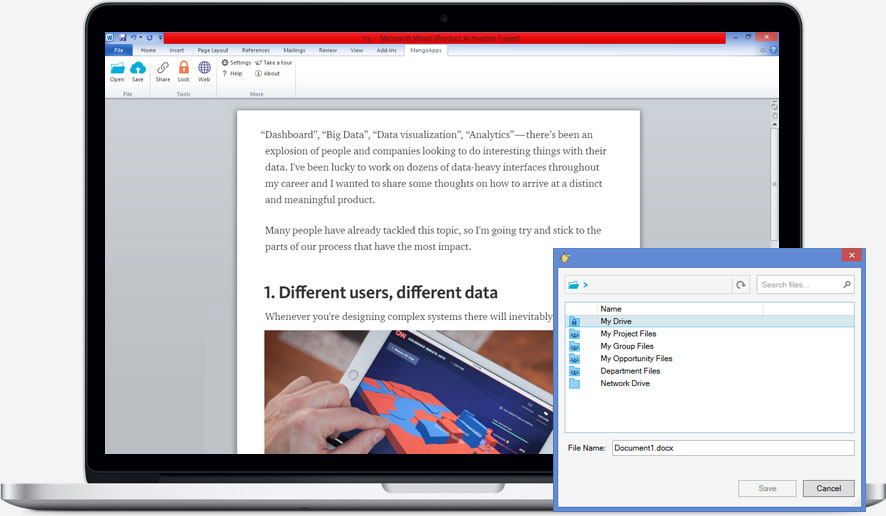 Document editing integrated with MS Office
