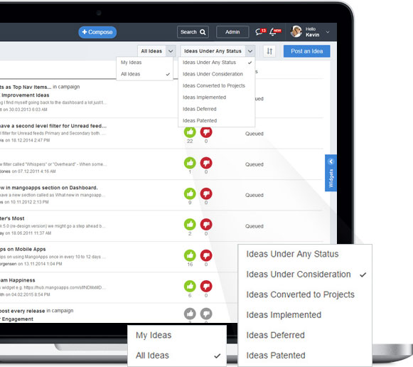 Increase employee engagement by allowing anyone to share an idea from anywhere