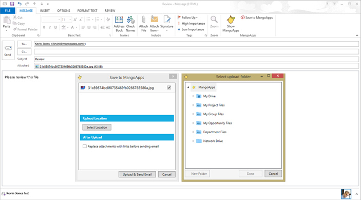 MangoApps desktop plugin for Microsoft Outlook