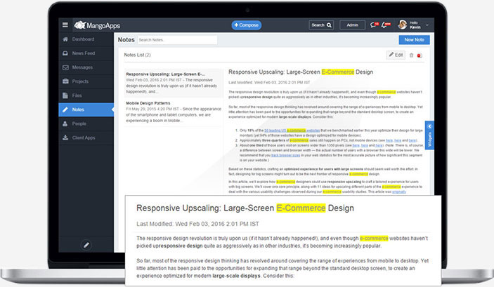Fast full content search of all your notes