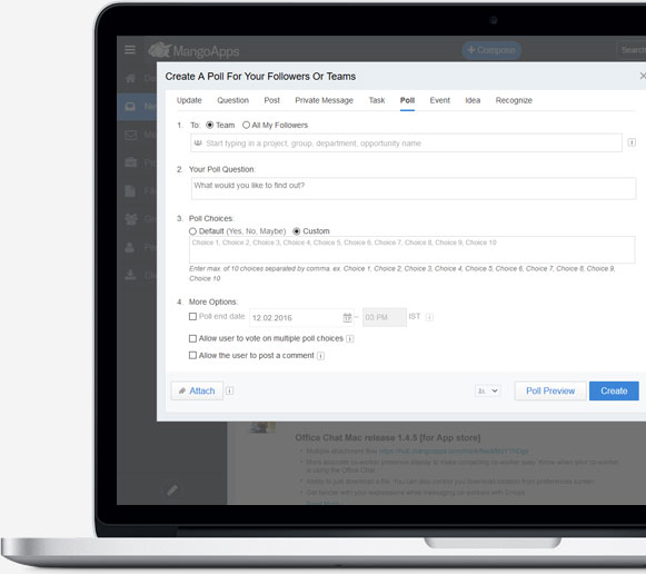 Create a poll with ability to vote on multiple choices