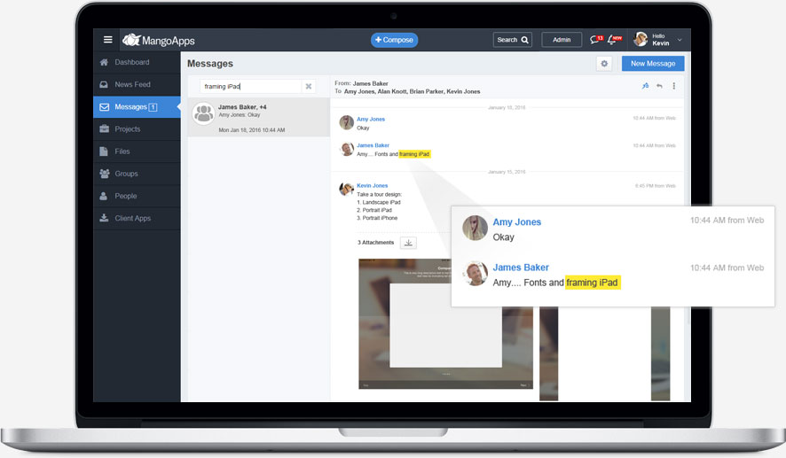 Full content search of messages