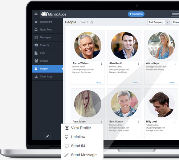 Follow, connect & communicate with coworkers