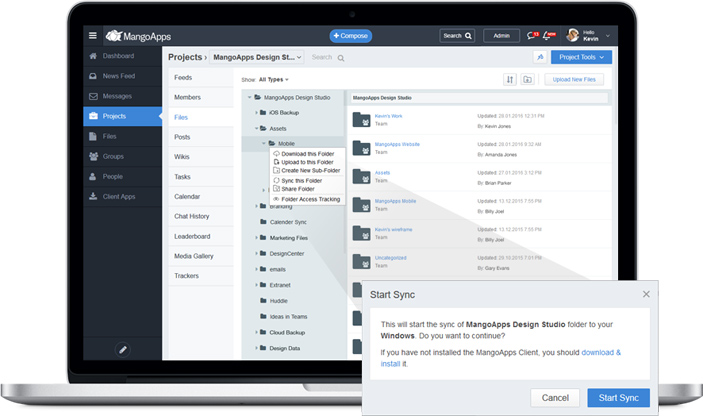 Sync is integrated with MangoApps web