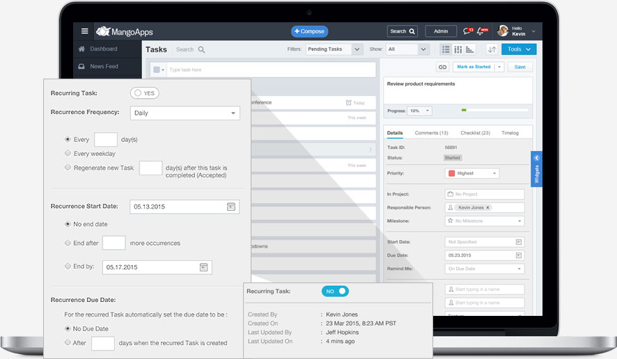 With recurring tasks, move the business along without actually doing the task management