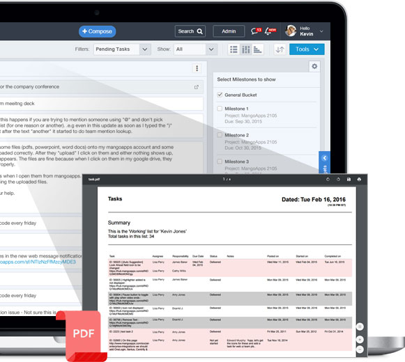 Get a PDF summary report of tasks with their status to share externally
