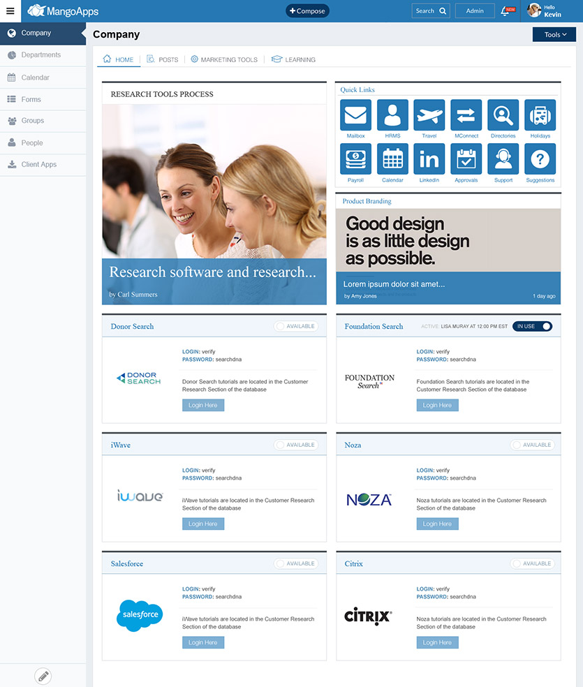MangoApps - Your Company Branded Intranet Design Samples