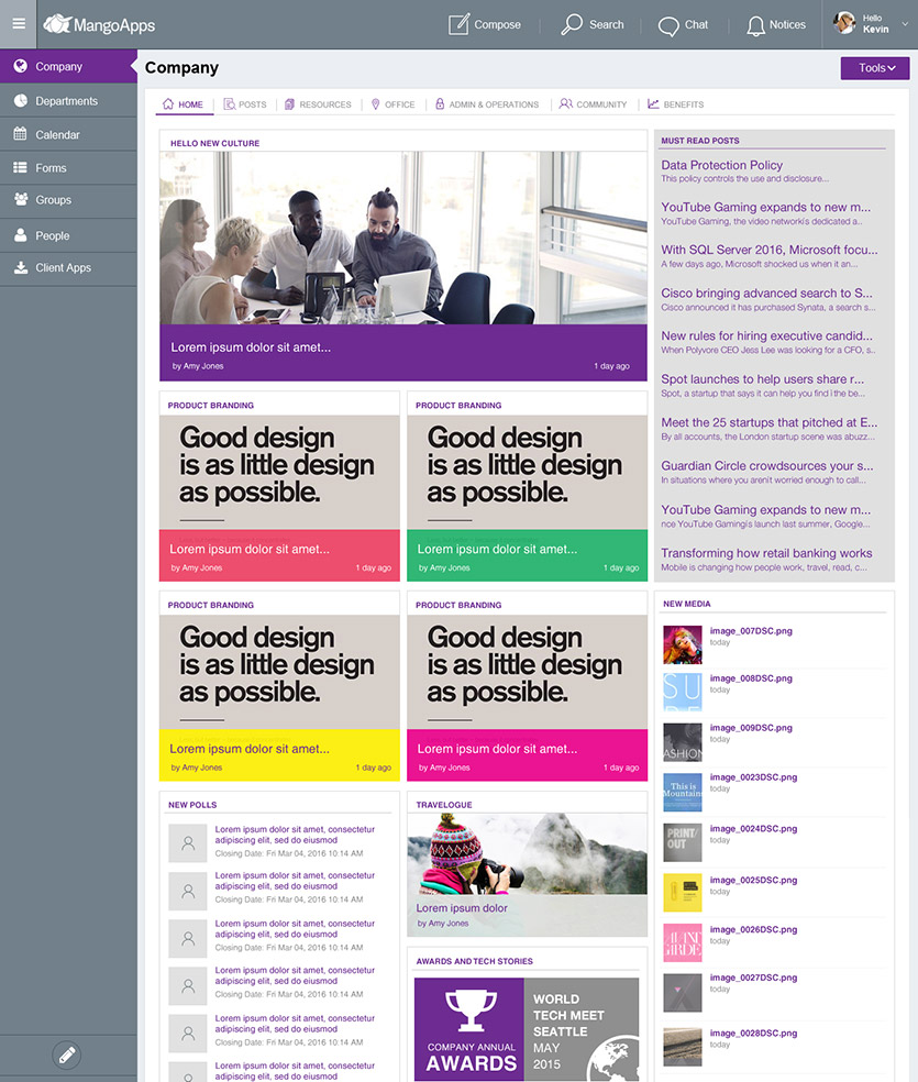 MangoApps - Your Company Branded Intranet Design Samples