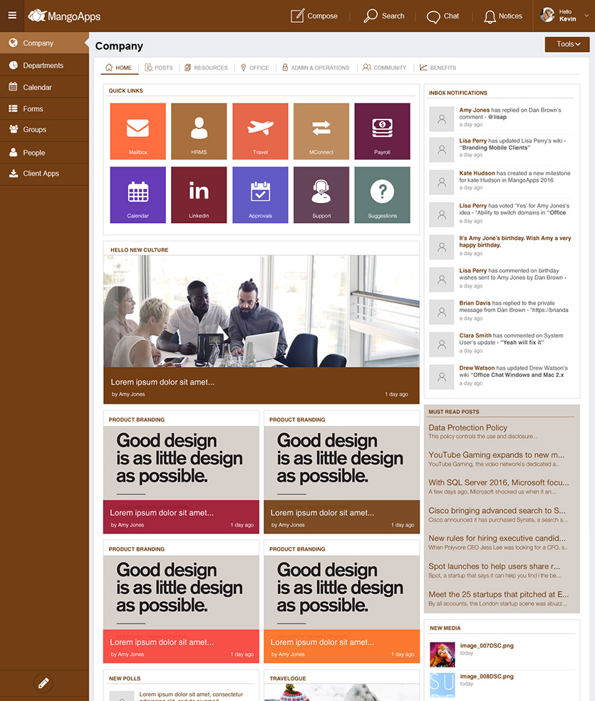MangoApps - Your Company Branded Intranet Design Samples